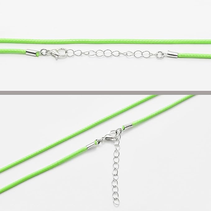 10 Pcs 2.0mm Leather Necklace Cords with Clasp,Waxed Cords,Necklace Ropes for Pendants and Jewelry Making(Light Green)