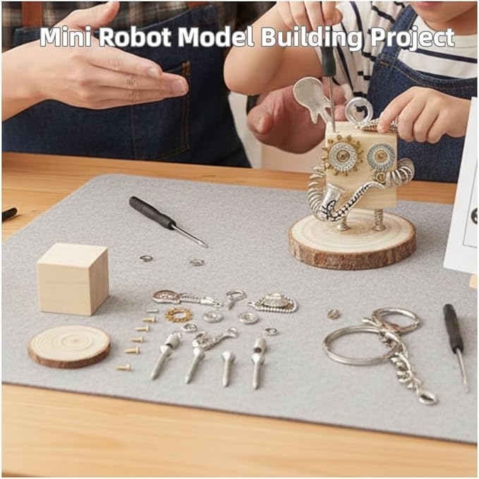 DEUXPER Steampunk Robot DIY Kit - Build Wooden Robot Charms for Jewelry Making, Craft Projects & Home Decor - Creative STEM Gift for Craft Lovers, Adults