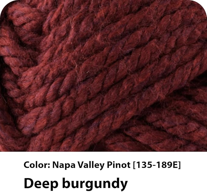 Lion Brand Yarn Hometown Yarn, Super-Bulky Yarn for Knitting, Crocheting, and Crafting, 3 Pack, Napa Valley Pinot