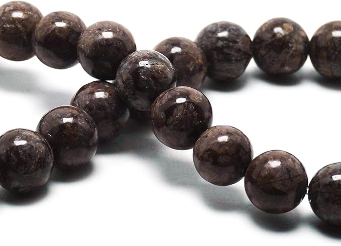 Natural Stone Beads Gemstone Beads for Jewelry Making - Crystal Beads for Bracelets, 6mm Jasper Beads Round Loose Beads(59-62pcs, 6mm, Brown Snowflake)