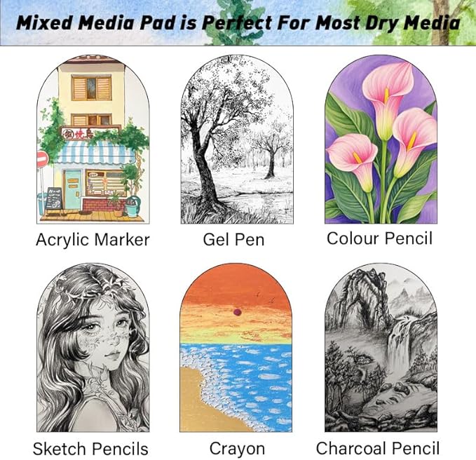 5.8" x 8.3" Mixed Media Sketch Book,Spiral Bound Hardcover Sketchbook,60 Sheets 92lb/150gsm Neutral White Acid Free Paper,Art Journal Sketchbook for Drawing Writing Sketching Illustration,Yellow