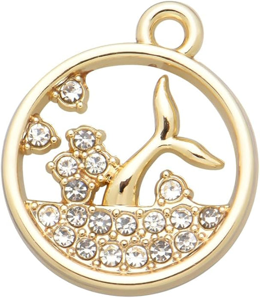 Pack of 20 Rhinestone Charms Gold Plated Pendants Pave Crystal Accessories for Necklace Bracelet Jewelry Making DIY Crafting