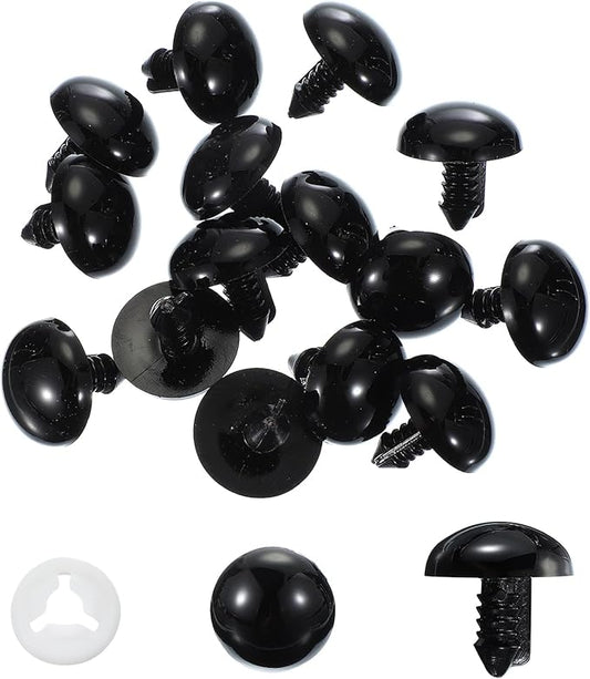 PATIKIL 24mm Safety Eyes, 20 Pcs Plastic Craft Protective Film Safety Eye with Washers for Stuffed Animals Crochet Toys Dolls DIY Craft Making, Black