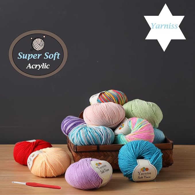 yarniss beginners crochet kits adults,starter crochet kit with 1132 yards crochet yarn&21 size knitting hooks,learn to crochet set with case