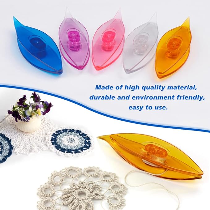 BUTUZE Tatting Shuttle Kit, 10 PCS Plastic Tatting Shuttle with Beading Needles Crochet Hooks Knitting Needles Big Eye Needles Tatting Needles for DIY Hand Lacemaking Craft Tool Weave Yarn Set