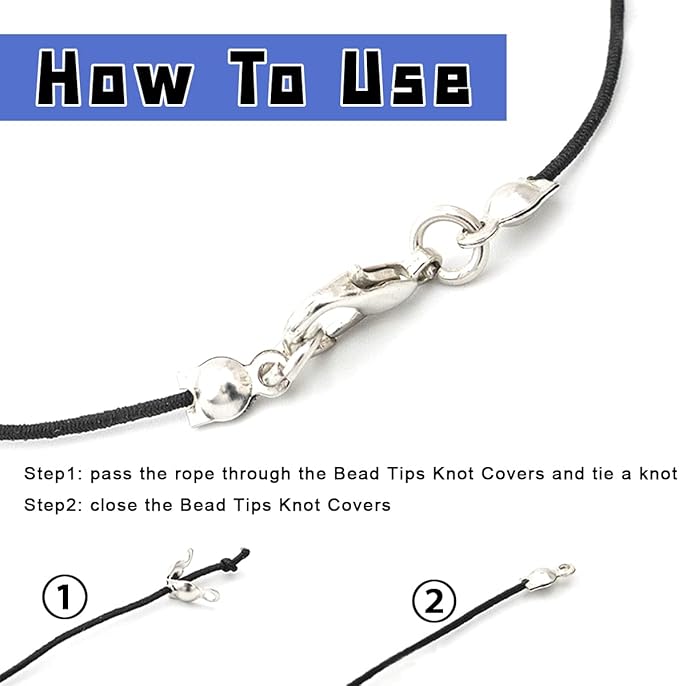 1250 Pieces Jewelry Making Accessories Set Includes 800 Pieces Open Jump Ring Connectors 300 Pieces Bead Tips Knot Covers and 150 Pieces Lobster Claw Clasps for DIY Jewelry Crafts Making (Silver)