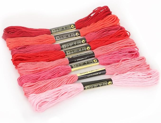 8Pcs 7.5m Red Cotton Stitch Embroidery Thread Floss DIY Friendship Bracelets Floss Craft Sewing Skeins Fashion Embroidery Floss for Arts, Crafts and Sewing