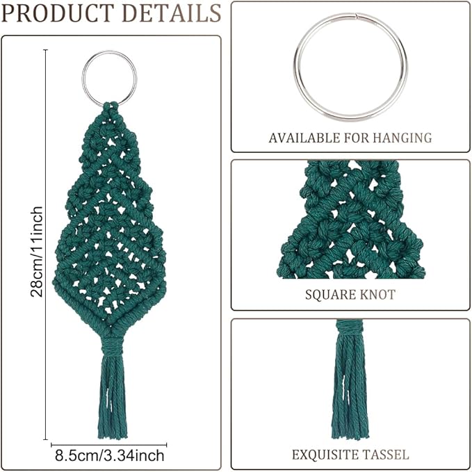 FREEBLOSS 4 Set Macrame Christmas Tree Kit With 4 Colors Cotton Cords, DIY Kit With Instruction, Ornaments for Christmas Tree Decor for Adults (DK-FB0005-24-US35)