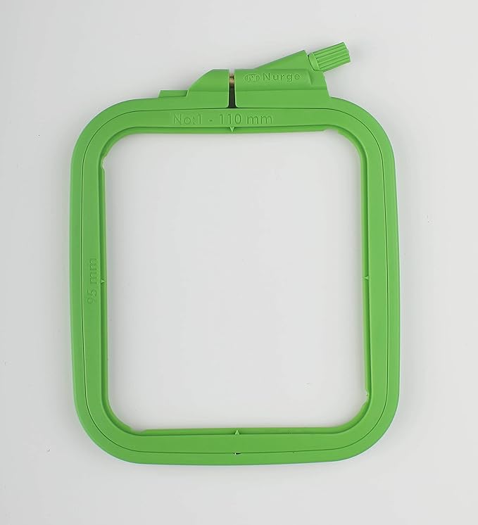 nurge square embroidery hoop - plastic cross stitch frame for needlepoint & embroidery - adjustable craft hoop - green - no:1 (x small)