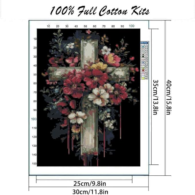 mybisymqq religious stamped cross stitch kits needlepoint counted cross stitch kits for beginners，full line diy cross stitch stitching kit for home decor cross stitch patterns 11.8x15.7 inches