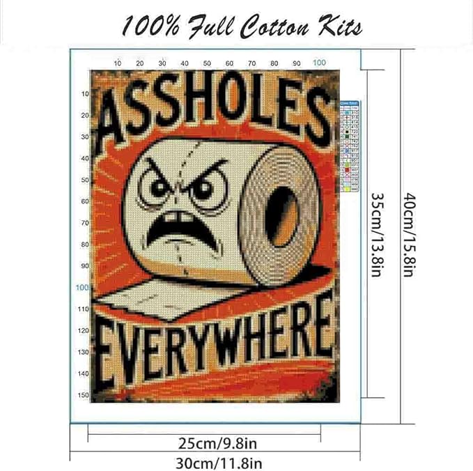 toilet paper cross stitch kits for adults beginner,counted cross stitch kits printed stitching cute patterns dimensions needlepoint art crafts embroidery kits for adults beginners (15.7x11.8 inch)
