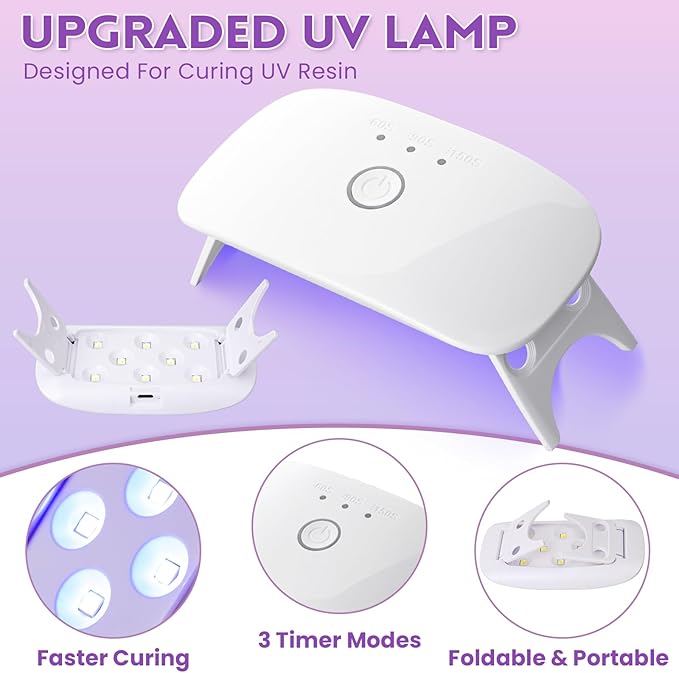 LET'S RESIN UV Resin Jewelry Making Kit - 153Pcs Crystal Clear 250g UV Resin Kit with Light, UV Resin Molds, Resin Starter Kit for Beginners, Keychain&Earring Making, Craft Decor