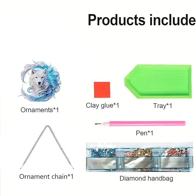 AIBOERL Diamond Art Hanging Kit for Adult,Special Shaped Rhinestone,Double Sided 5D DIY Acrylic Diamond Art Painting Window Pendants Home Garden Wall Hanging Kits Hanging Ornament (Wolf)