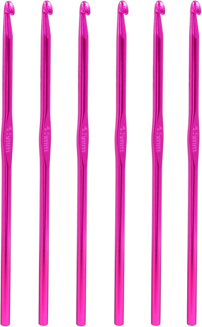 Auvotuis 6Pcs 4.5mm US Size 7 Aluminum Crochet Hook Knitting Needles for DIY Craft Yarn, Purple