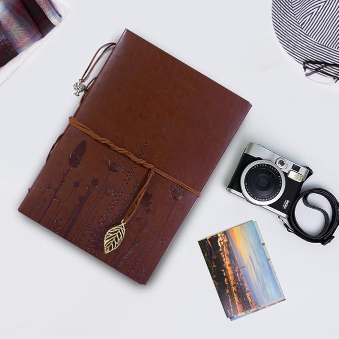 ThxMadam Leather Scrapbook Album 60 Pages Vintage Love Photo Album,11 * 8.1 Inch Scrapbook for Couples-DIY Memory Book,Birthday/Wedding Guest Book Gift for Anniversary Mother's Day