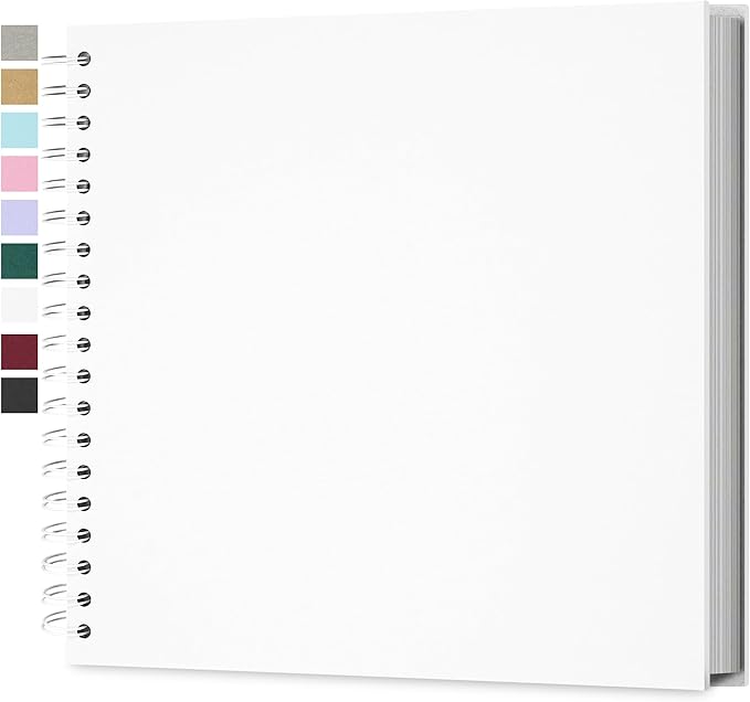 Yopih 10 x 10 Inch DIY Scrapbook Photo Album Hardcover Kraft Blank Page Acid-Free, 40 Pages (20 Sheets) Memory Book for Wedding Anniversaries Family Baby Memories Small Scrapbooking Projects, White