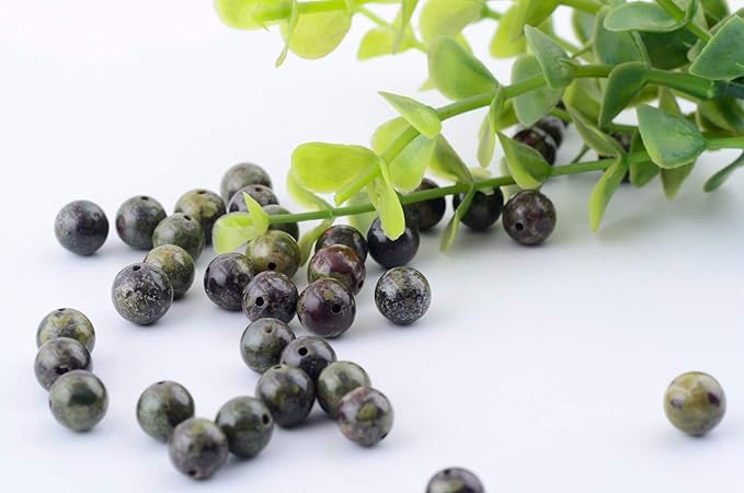 Natural Stone Beads 100pcs 6mm Dragon Blood Stone Round Genuine Stone Beading Loose Gemstone Hole Size 1mm DIY Smooth Beads for Bracelet Necklace Earrings Jewelry Making (Dragon Blood Stone Red,6mm)