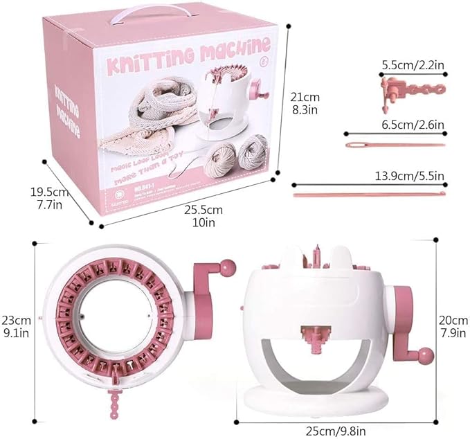 SENTRO 22 Needles Knitting Machine with Electric Adapter, Knitting Board Rotating Double Loom with Crank Handle Adapter Hex Steel Bit for Automatic Knit