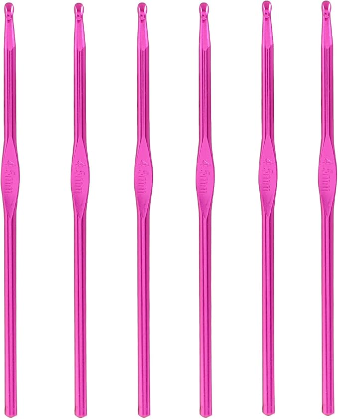 Cionyce 6 Pack Aluminum Crochet Hook 4.5mm US Size 7 Crochet Needle for DIY Craft Yarn Knitting Needles