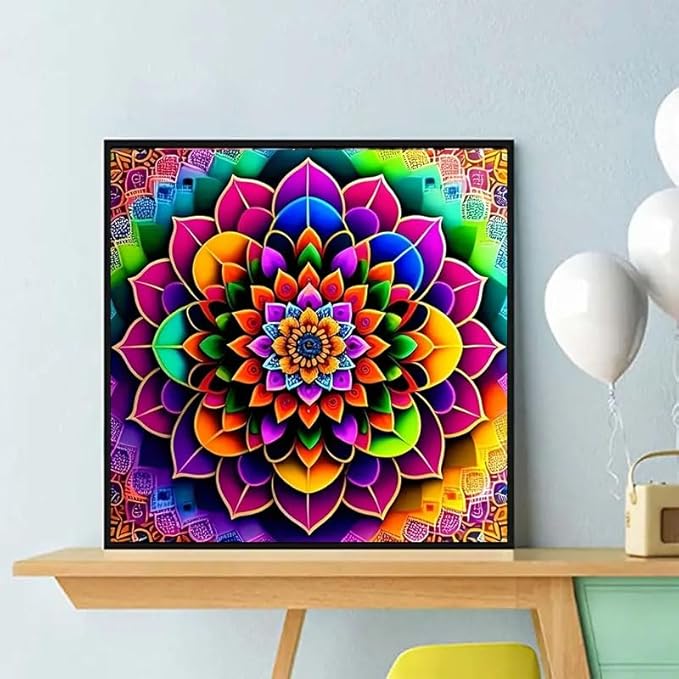 CXYQLC DIY 5D Diamond Painting Kits for Adults Diamond Art Mandala Flowers Floral Diamond Painting Full Drill Crystal Rhinestone Embroidery Craft Kits for Home Wall Decor Gifts 11.8x11.8inch