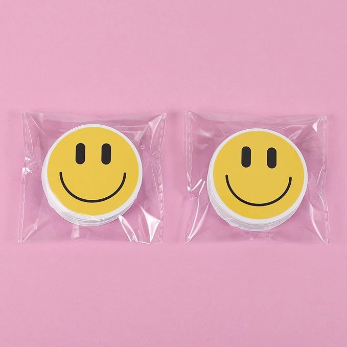 wercokt 100pcs smiling stickers, cute water bottle stickers for kids, for teaching rewards, notebooks, stationery, luggage, cartoon pvc happy sticker