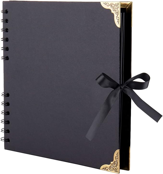 Scrapbook (8 x 8 inch) Scrapbook Album 60 Pages Ideal for Your DIY Scrapbooking Albums Wedding and Anniversary Family Photo Album (black)