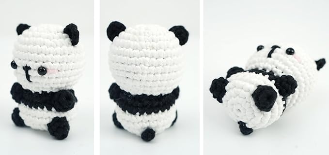 Panda Crochet Kit for Beginners – Complete Amigurumi Animal Set with Yarn, Hook & Step-by-Step Video Tutorial – Easy DIY Craft for Adults, Kids & Whole Family.