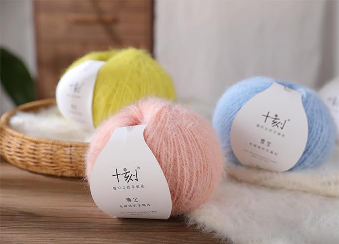 Snowbaby Wool Acrylic Blend Long Pile Yarn,(Worsted) Warm and Luxurious Fuzzy Yarn for Knitting and Crocheting DIY Hats Scarves Sweaters, 2 * 3.52oz/100g 207yds(20-Glacier)