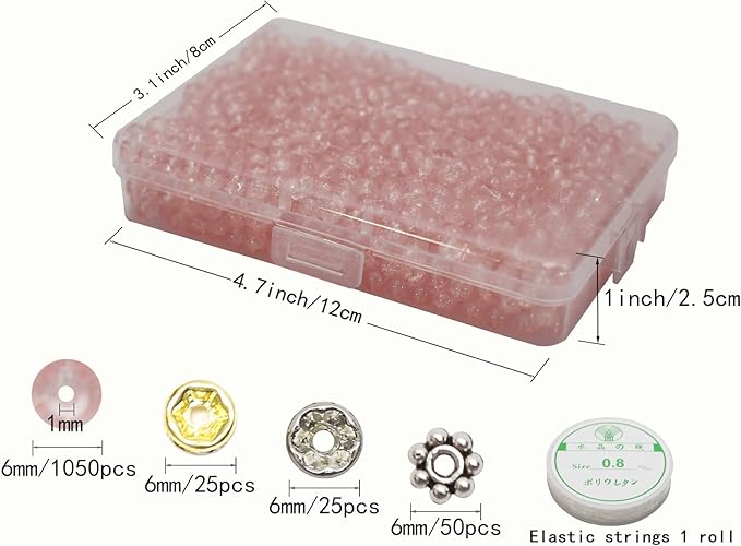 1050pcs Peach Crackle Glass Beads Handcrafted Round Lampwork Smooth Loose Beads for Bracelet & DIY Jewelry Making 6mm