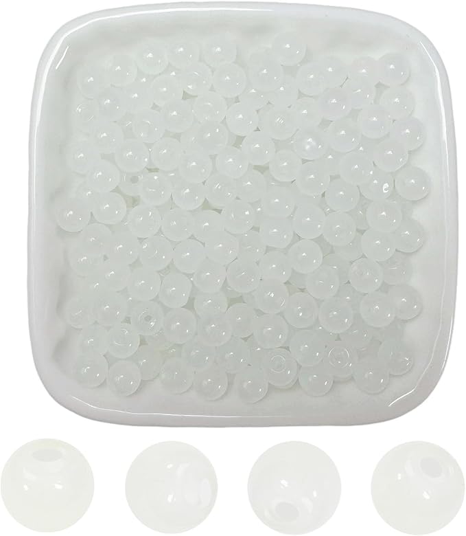 6mm Round Glass Beads for Jewelry Making, 900Pcs Glass Seed Beads for Bracelets, DIY Crafts (White)