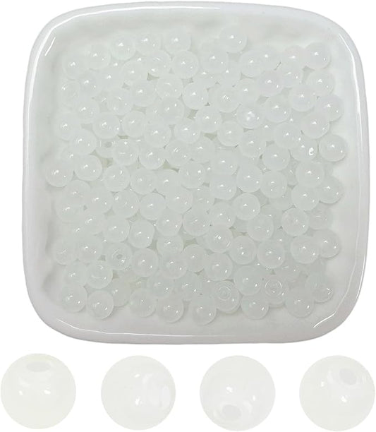 6mm Round Glass Beads for Jewelry Making, 900Pcs Glass Seed Beads for Bracelets, DIY Crafts (White)