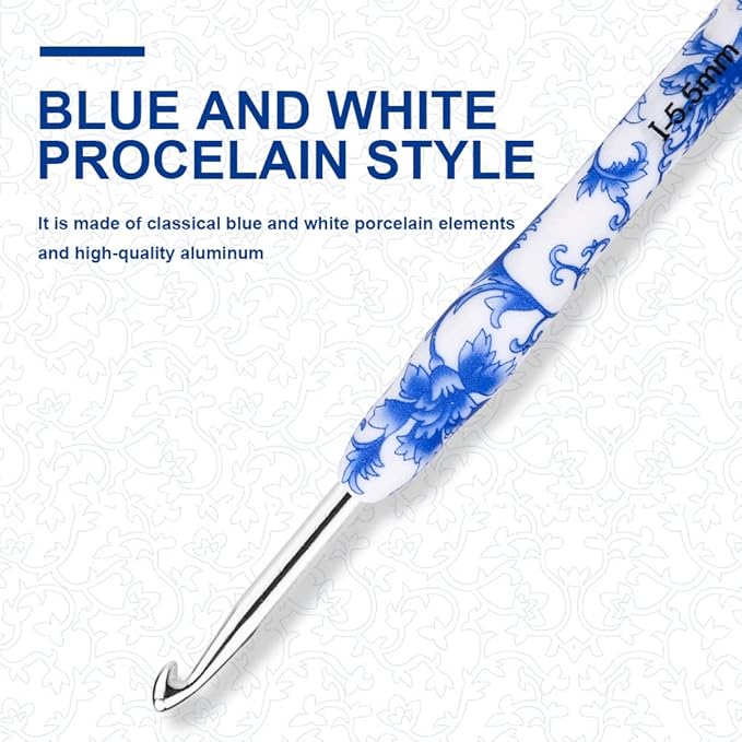 BCMRUN 5.5 mm(I) Crochet Hook, Ergonomic Handle for Arthritic Hands, Soft Rubber Grip Extra Long  Knitting Needles for Beginners and Knitting Crocheting Yarn (5.5mm-I)