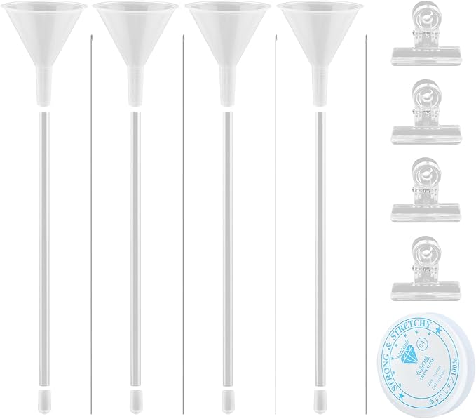 homfanseec Beading Funnel Bracelet Making Kit with Beading Funnels, Beading Needles, Clips, Caps, Tubes, 4pcs Beading Needles Bracelet Making Kit for Jewelry Making, Necklace Making(Clear)