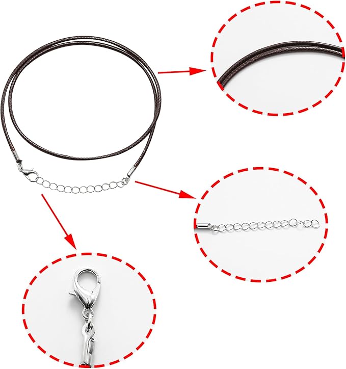 10 Pcs 2.0mm Leather Necklace Cords with Clasp,Waxed Cords,Necklace Ropes for Pendants and Jewelry Making(Coffee)