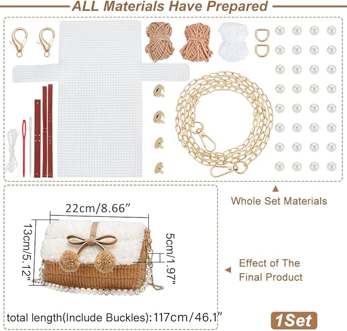 WADORN DIY Knitting Crochet Handbags Kit, Mesh Plastic Canvas Kits for Shoulder Bags DIY Knitting Crochet Crossbag Materials Handmade Purse Stitching Kit for DIY Crafting Embroidery Projects, Peru