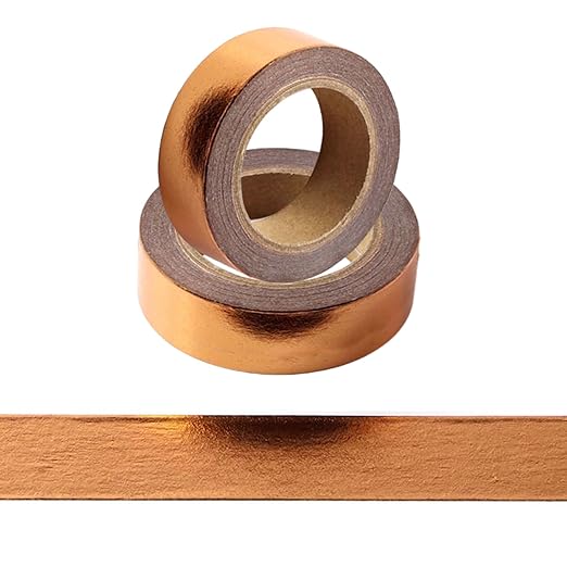 Foil Washi Tape,2 Rolls 5/8" x 393 inches(15mm*10M) Washi Tape, Masking Tape Craft Supplies Tape for Scrapbooking DIY Craft DecorativeFoil Washi (Copper)