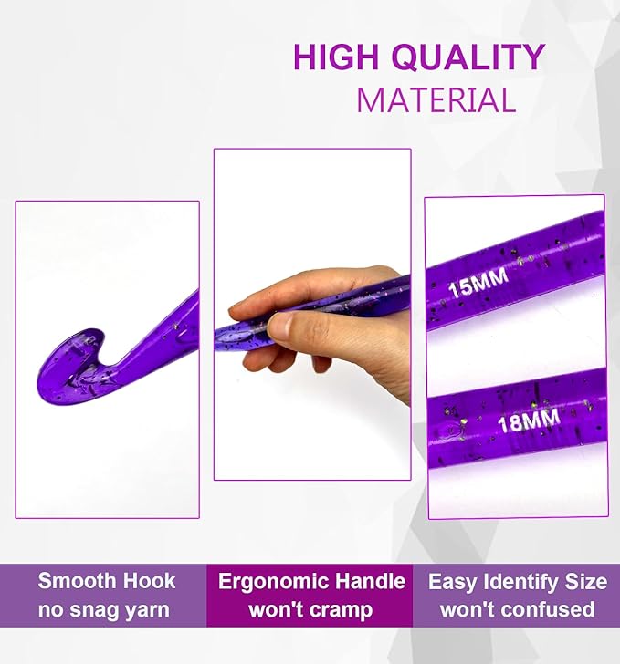 Weabetfu 20mm Large Crochet Hook,Huge Crochet Hooks for Chunky Yarn,Ergonomic Knitting Giant Crochet Hooks,Big Crochet Hooks for Knitting Yarn Carpet Scarf Wool Roving