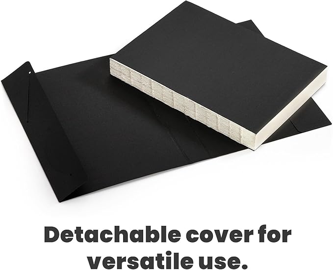 Elsjoy 3 Sizes Thick Black Sketchbook, A5/A4/B5 Blank Drawing Book Art Sketching Notebook for Painting, Watercolor, 128 Sheets/256 Pages Per Book, 100 GSM