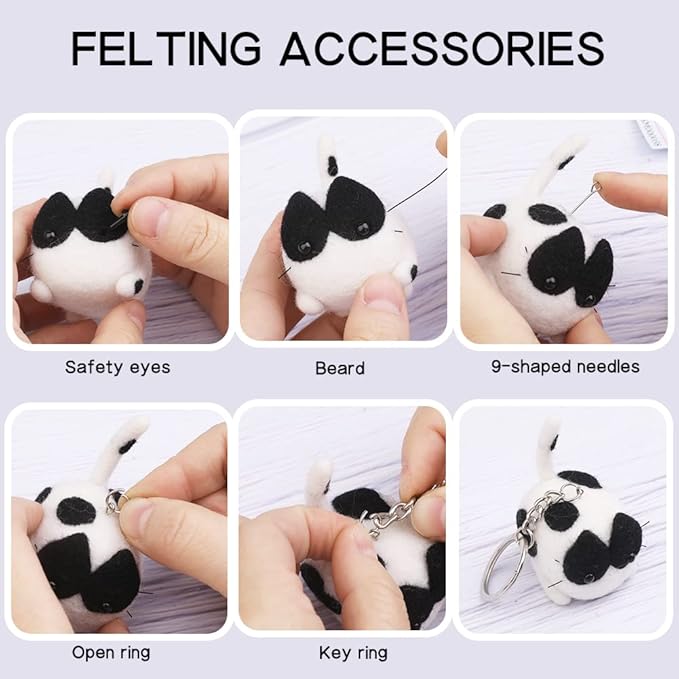 QMNNMA Needle Felting Kits, Needle Felting Supplies Kits with Tools, Animals Needle Felting Set with Foam Mat for DIY Handcraft and Craft Project