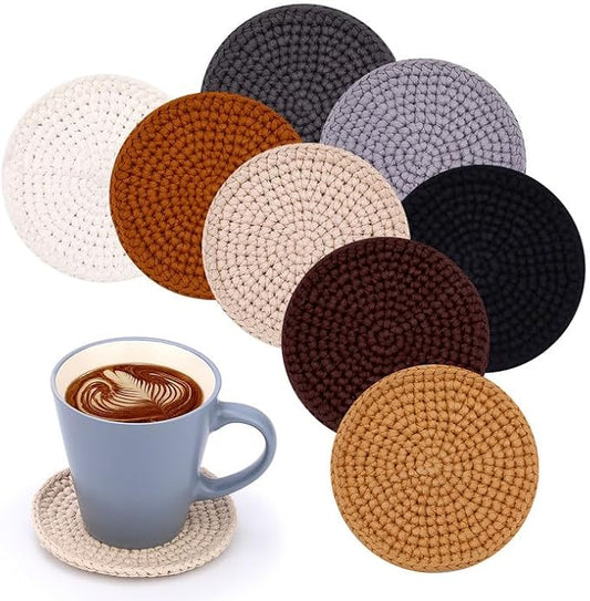 UzecPk Crochet Kit for Beginners, Crochet Kit, 8 Pcs Crochet Coasters Kits with Crochet Yarn, Crochet Hook, Step-by-Step Instructions Video, Crochet Supplies Set Craft Kits for Adults