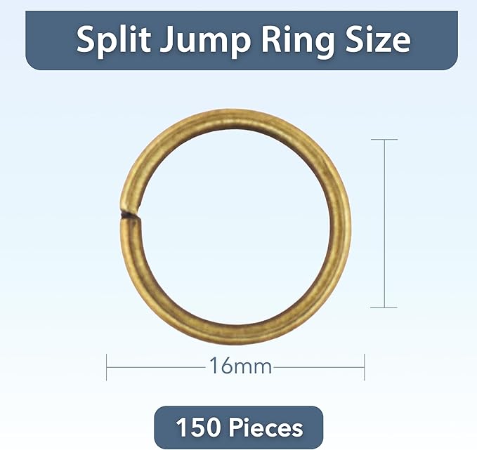 Mandala Crafts Assorted Antique Brass Jump Rings Jewelry Findings Metal O Rings for Jewelry Making Supplies - 150 16mm Small Open Jump Rings Kit for Necklace Earring