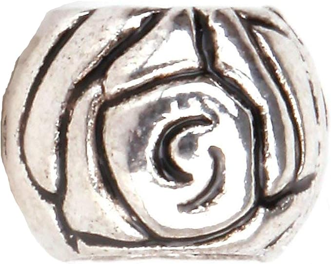 RUBYCA 50pcs Tibetan Silver Tone Spacer Beads Fit European Charms Bracelet Art Rose Design