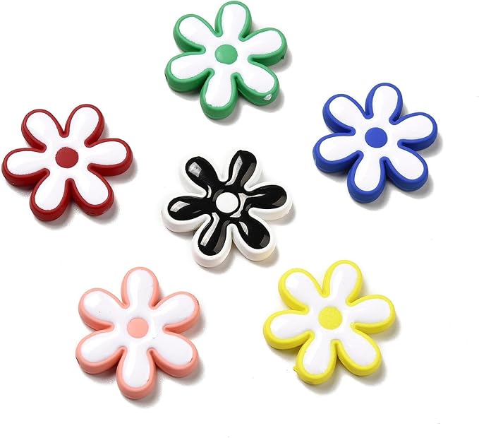 Ipotkitt 20 Pcs Opaque Acrylic Snowflake Beads with Enamel Random Color Snowflake Shaped Beads Flower Plastic Spacer Loose Beads for DIY Jewelry Making