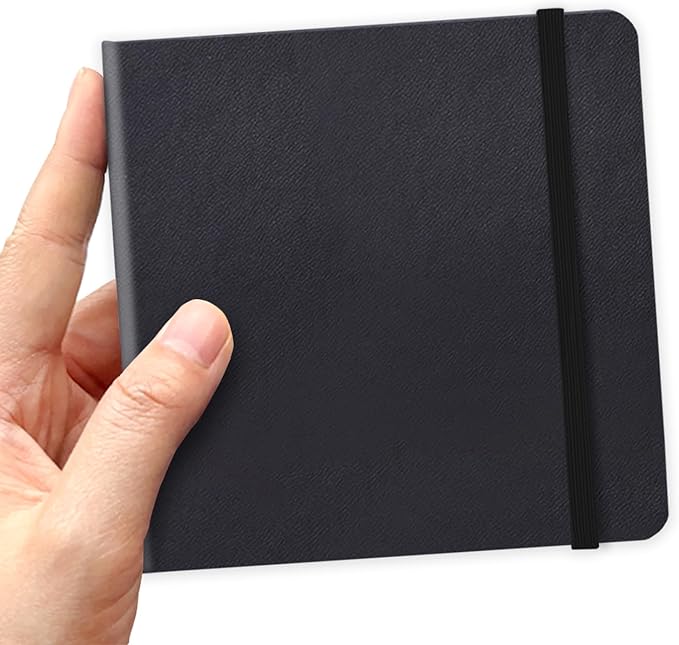 80 Sheets Black Paper Sketchbook,5" x 5" Small Hardcover Mixed Media Sketch Pad,110 GSM Acid Free Artist Drawing Paper,Travel Journal Blank Notebook for Adults Sketching,Illustration,Art Supplies