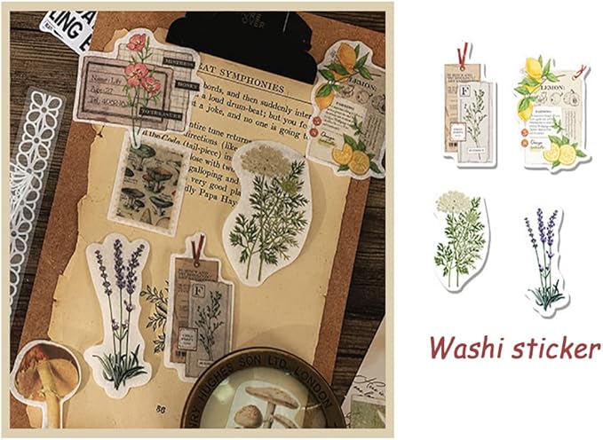 260 Pieces Vintage Scrapbook Supplies Pack, Decorative Paper Stickers Collection for Journal Arts Crafts Album Journals Planners (Flowers)