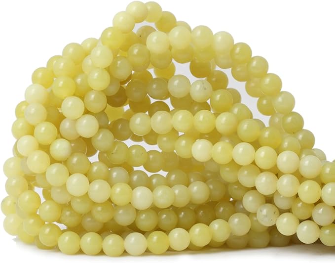 cheavian 60pcs 6mm natural yellow lemon jade gemstone round loose beads for jewelry making diy findings 1 strand 15"