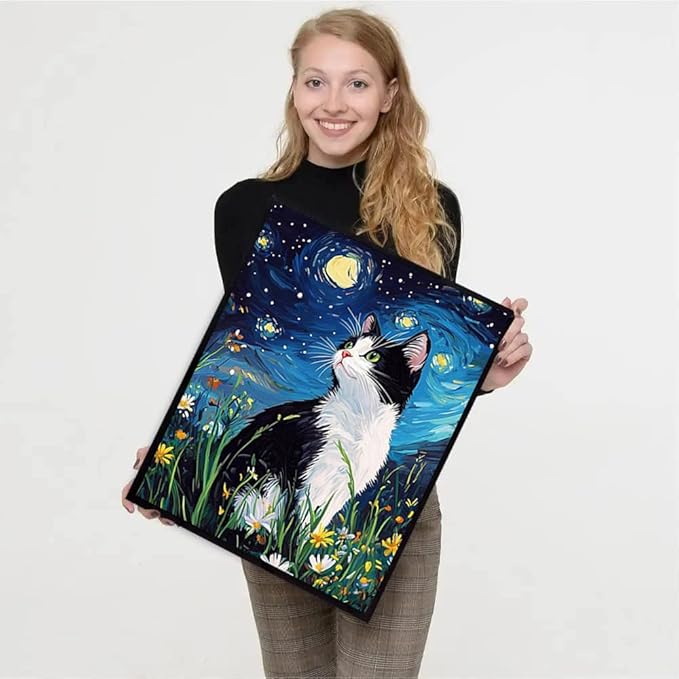 3 Pack Stamped Cross Stitch Kits for Adults - Cat Cross Stitch Kits for Beginners,11 CT Animal Cross Stitch Patterns Dimensions DIY Counted Cross Stitch Kits for Adults Arts Craft 12x16 inch