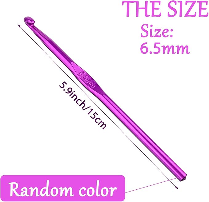 6.5 mm Crochet Hook, Crochet Needles for Yarn, Aluminum Ergonomic Crochet Hooks for Craft Beginners