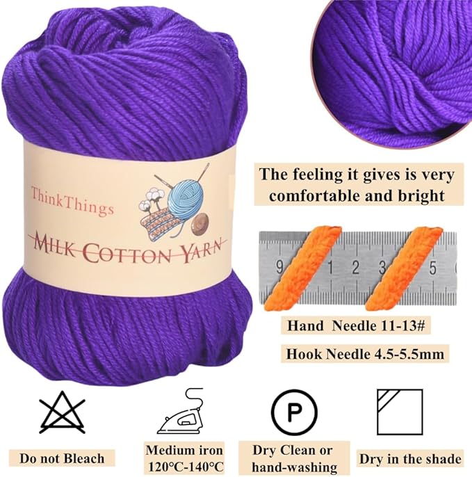 Acrylic Purple Yarn for Crocheted Knitted DIY Crochet Weaving Crafts Thread for Crocheting Bulk - 10Balls 17.6Ounces (Purple)