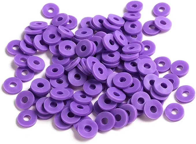 2000pcs Heishi Vinyl Beads Flat Round Polymer Clay Spacer Beads for Making Bracelet Necklace Earring Accessories DIY Handmade Craft(Purple, 6mm)